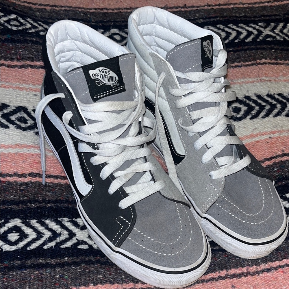 Vans Women's Black and Gray High-Top Sneakers